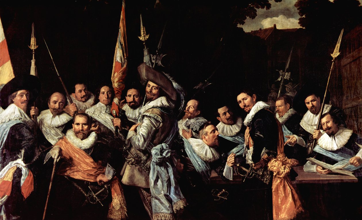 Spotkanie funkcjonariuszy i sierżantów Straży Obywatelskiej Calivermen autorstwa Frans Hals