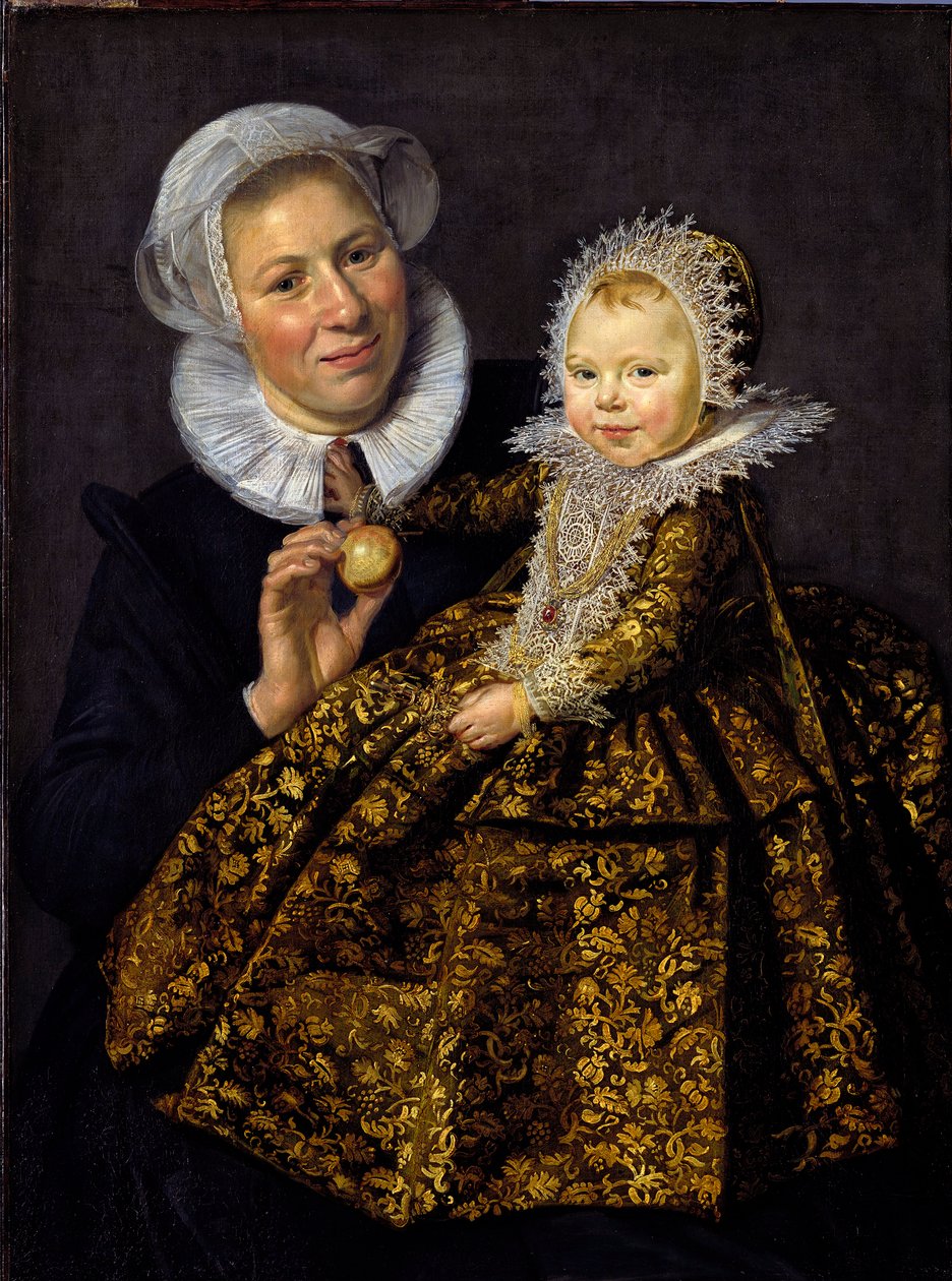""Portret dziecka Cathariny Hooft (1618-1681) i jej pielęgniarki"" (Catharina Hooft z pielęgniarką) Dziecko szlachty holenderskiego Złotego Wieku Obraz Fransa Halsa I (1581-1666) około 1620 r. - Olej na płótnie - 86x65 - Staatliche Museen, Berlin autorstwa Frans Hals