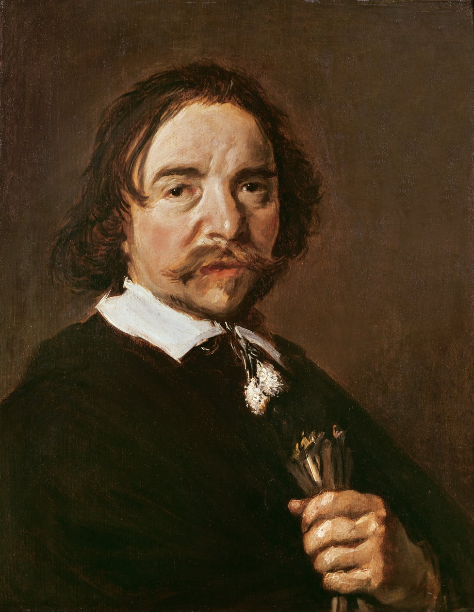 Portret mężczyzny w rękawiczce i czarnych włosach, ok.1657 autorstwa Frans Hals