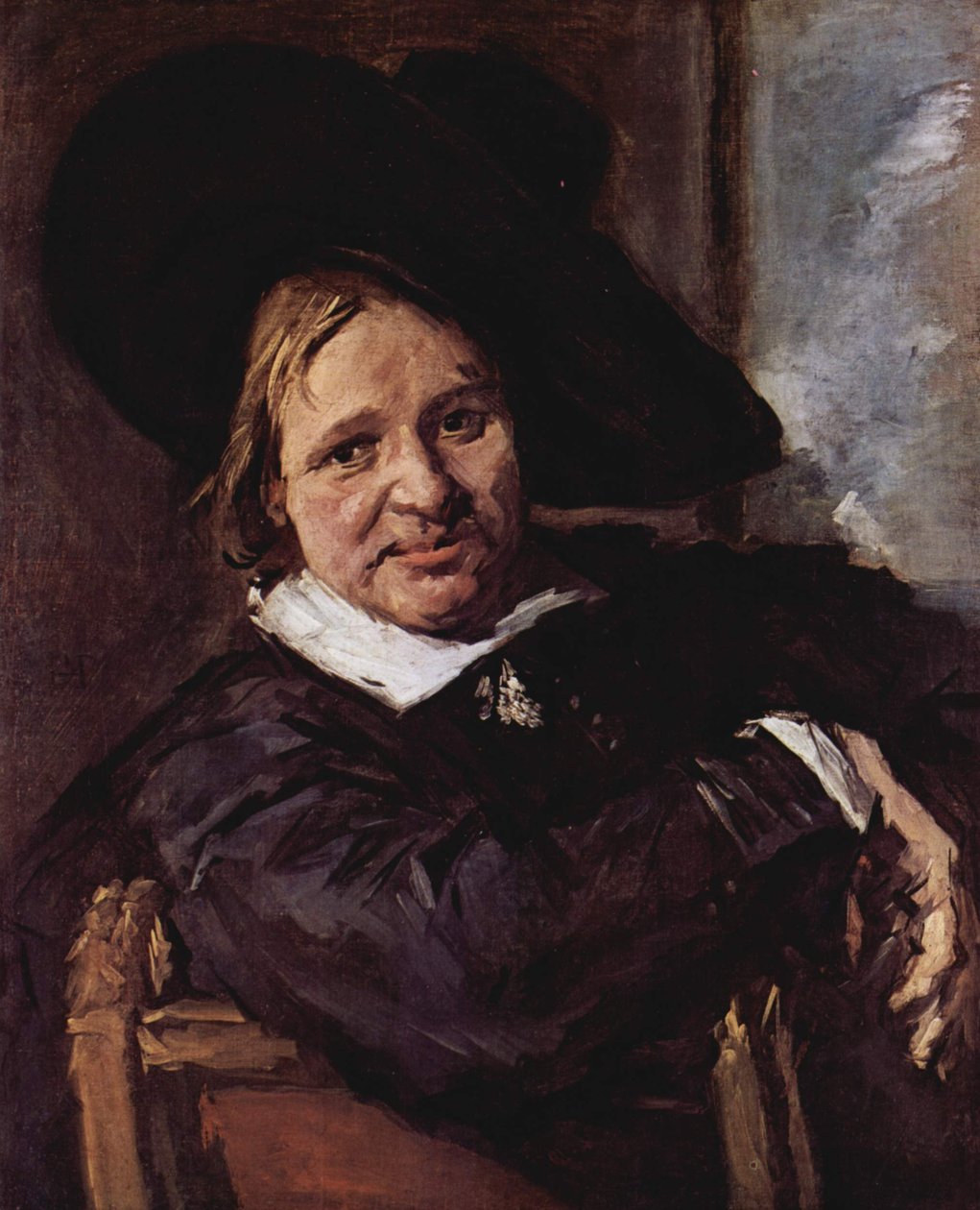 Portret siedzącego mężczyzny w miękkim kapeluszu autorstwa Frans Hals