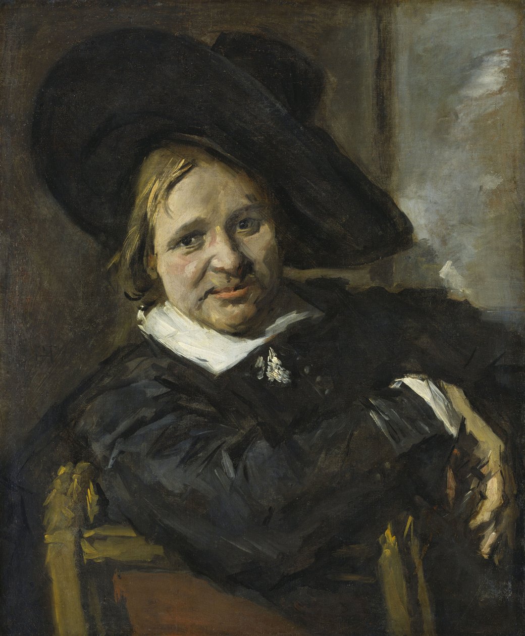 Portret siedzącego mężczyzny w miękkim kapeluszu autorstwa Frans Hals