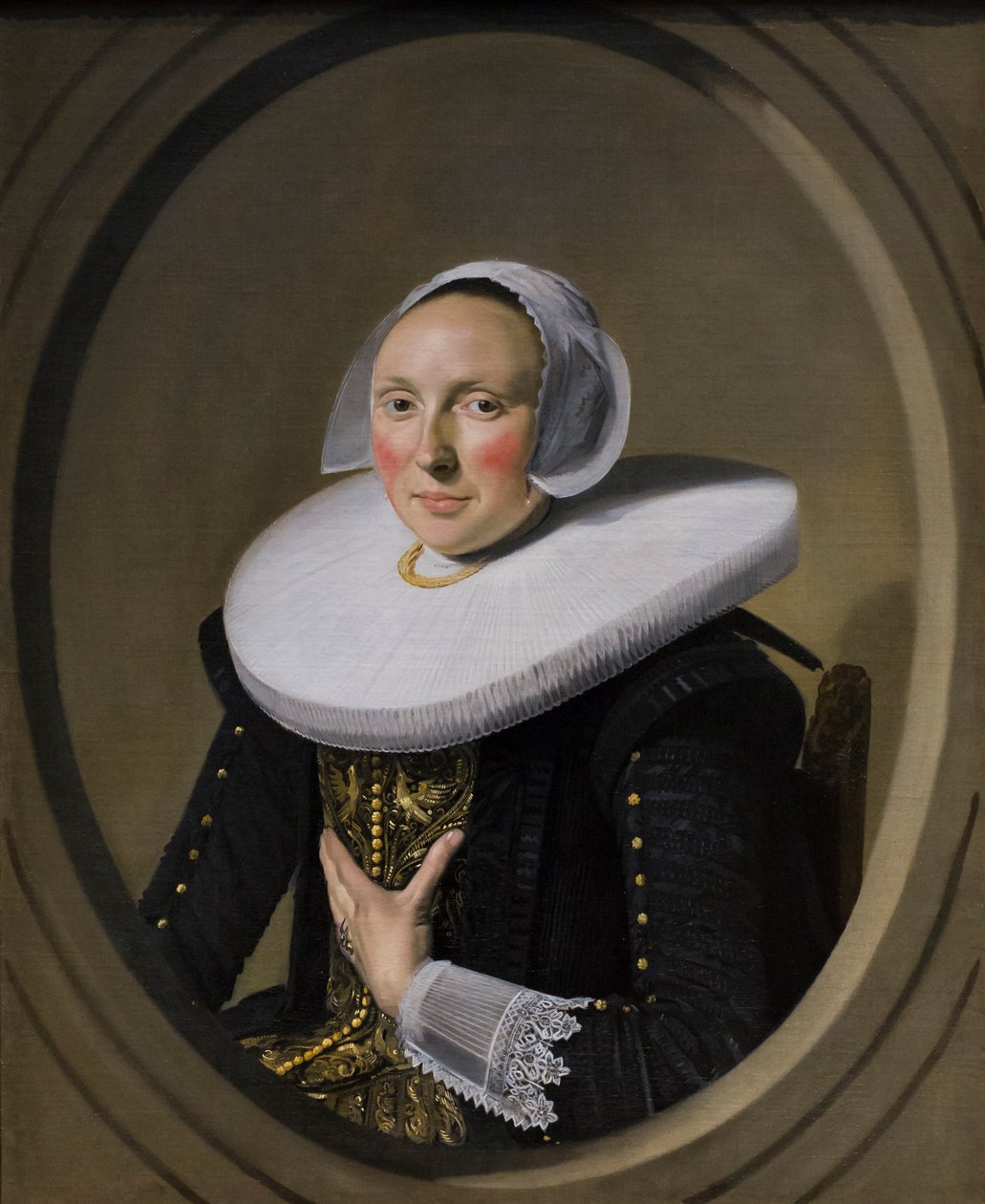 Portret kobiety (Marie Larp), ok. 1635-38 (olej na płótnie) autorstwa Frans Hals
