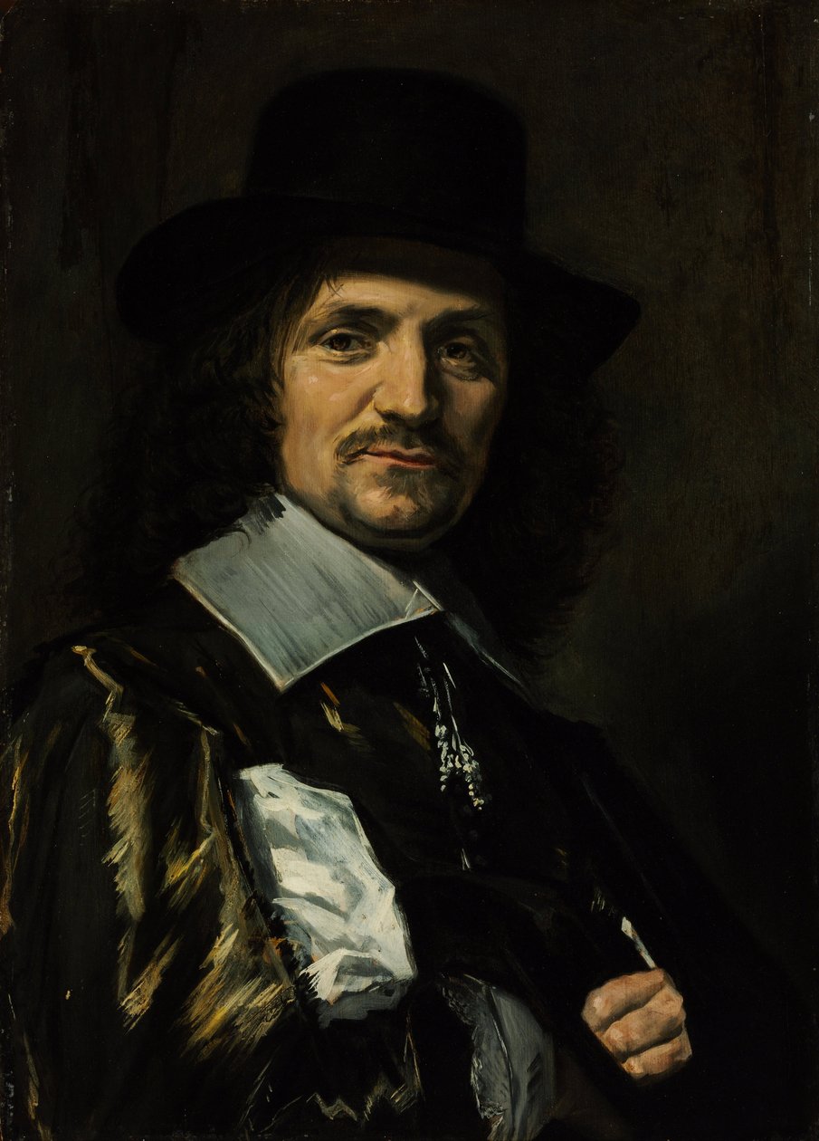 Portret malarza Jana Asselijna (Asselijn lub Asselin) (1610-1652) - Obraz Fransa I Halsa (1581-1666) - 1650 - Olej na drewnie - 64,5x46,3 - Muzeum Szepmuveszeti, Budapeszt autorstwa Frans Hals