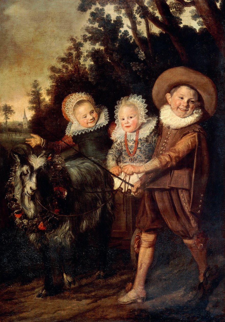 Troje dzieci z kozim wozem, ok. 1620 (olej na płótnie) autorstwa Frans Hals