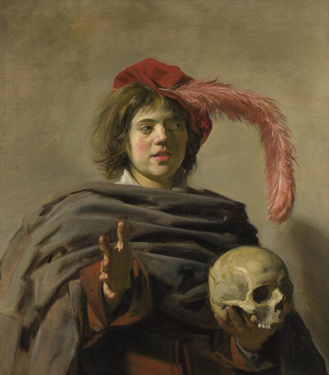 Młody mężczyzna trzymający czaszkę (Vanitas), ok. 1626 (olej na płótnie) autorstwa Frans Hals