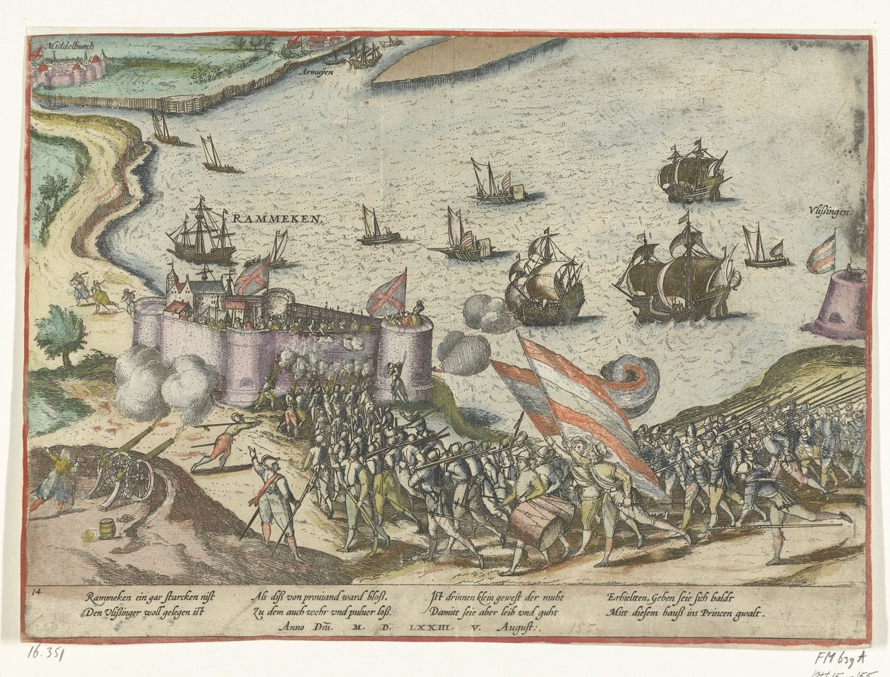 Zdobycie fortu Rammekens, 1573 autorstwa Frans Hogenberg