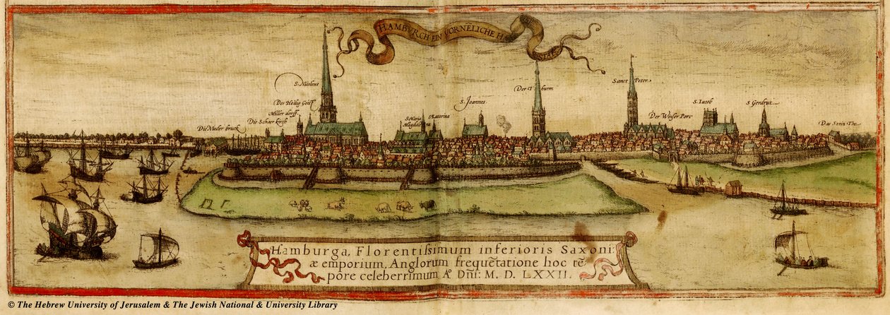 Mapa Hamburg 1572 autorstwa Frans Hogenberg