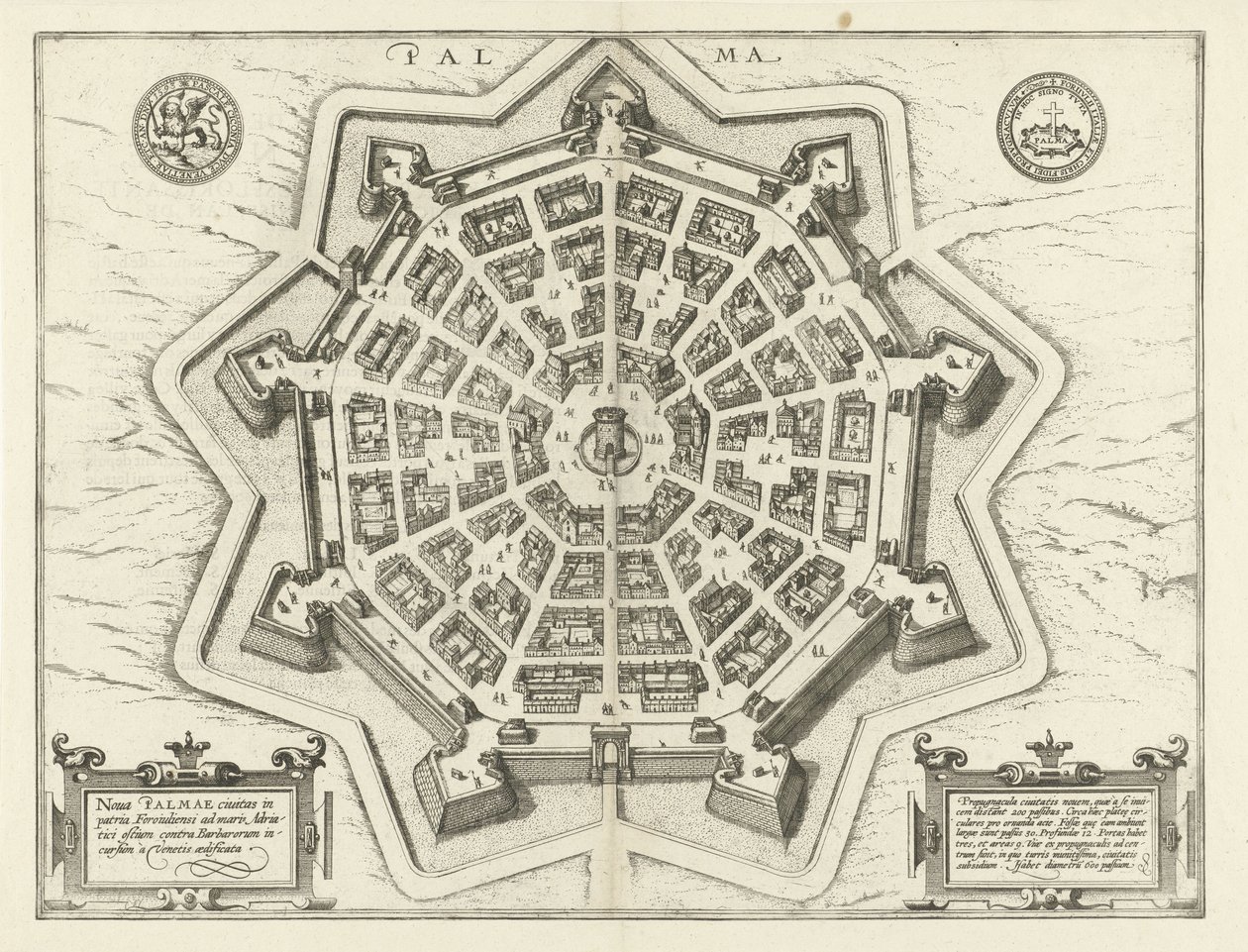 Mapa Palmanova Palma (tytuł na obiekcie) autorstwa Frans Hogenberg