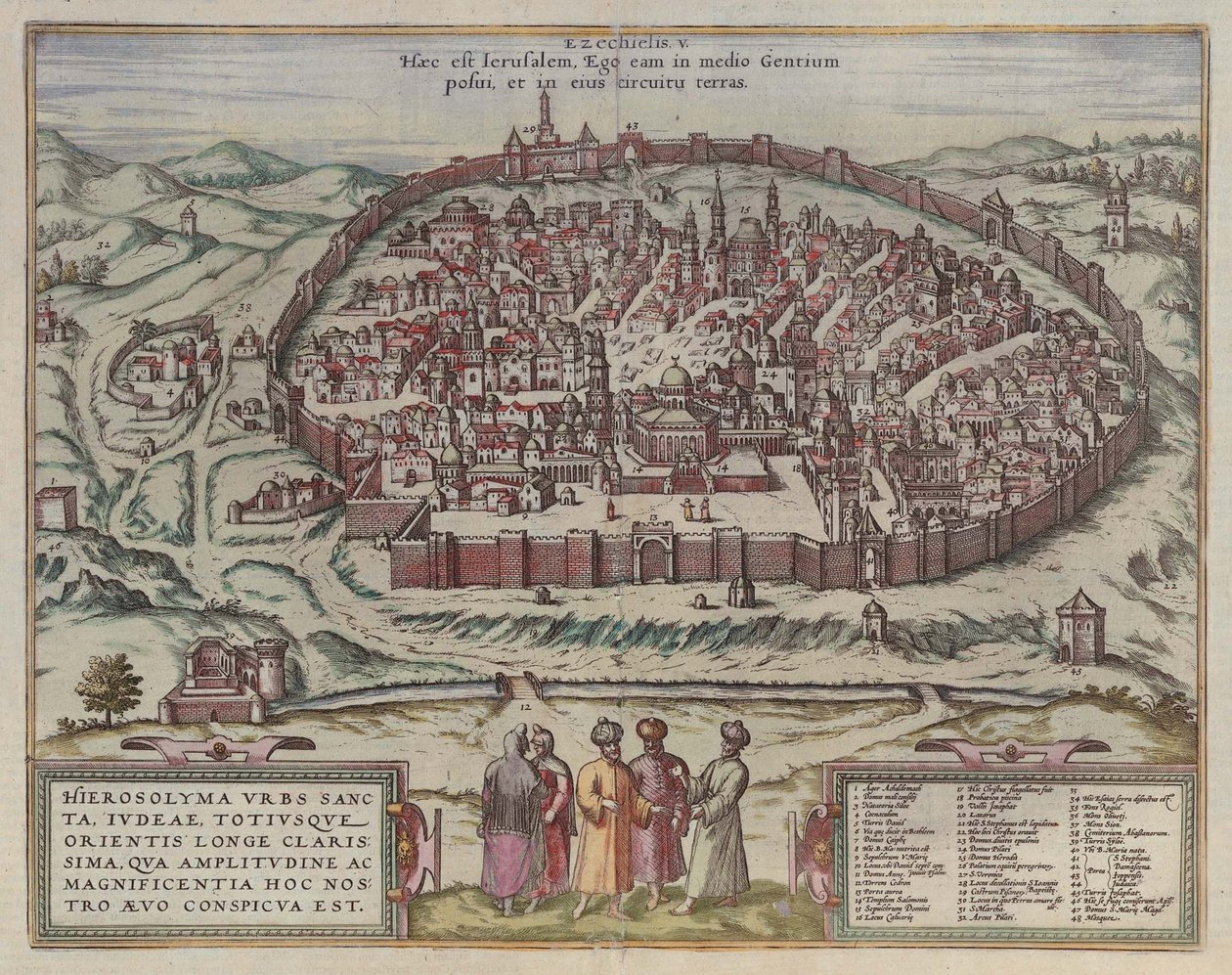 Mapa Jerozolimy Od: Jansson, Jan Mapa znakomitych miast Hiszpanii, Amsterdam, 1657, 1657 autorstwa Frans Hogenberg