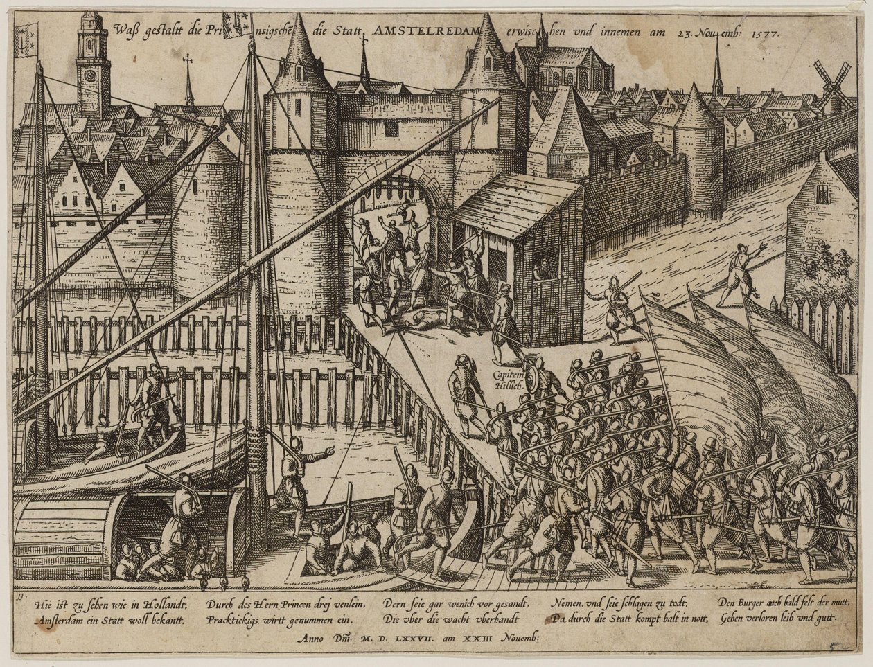 Atak na Amsterdam w dniu 23 listopada 1577 r. autorstwa Frans Hogenberg