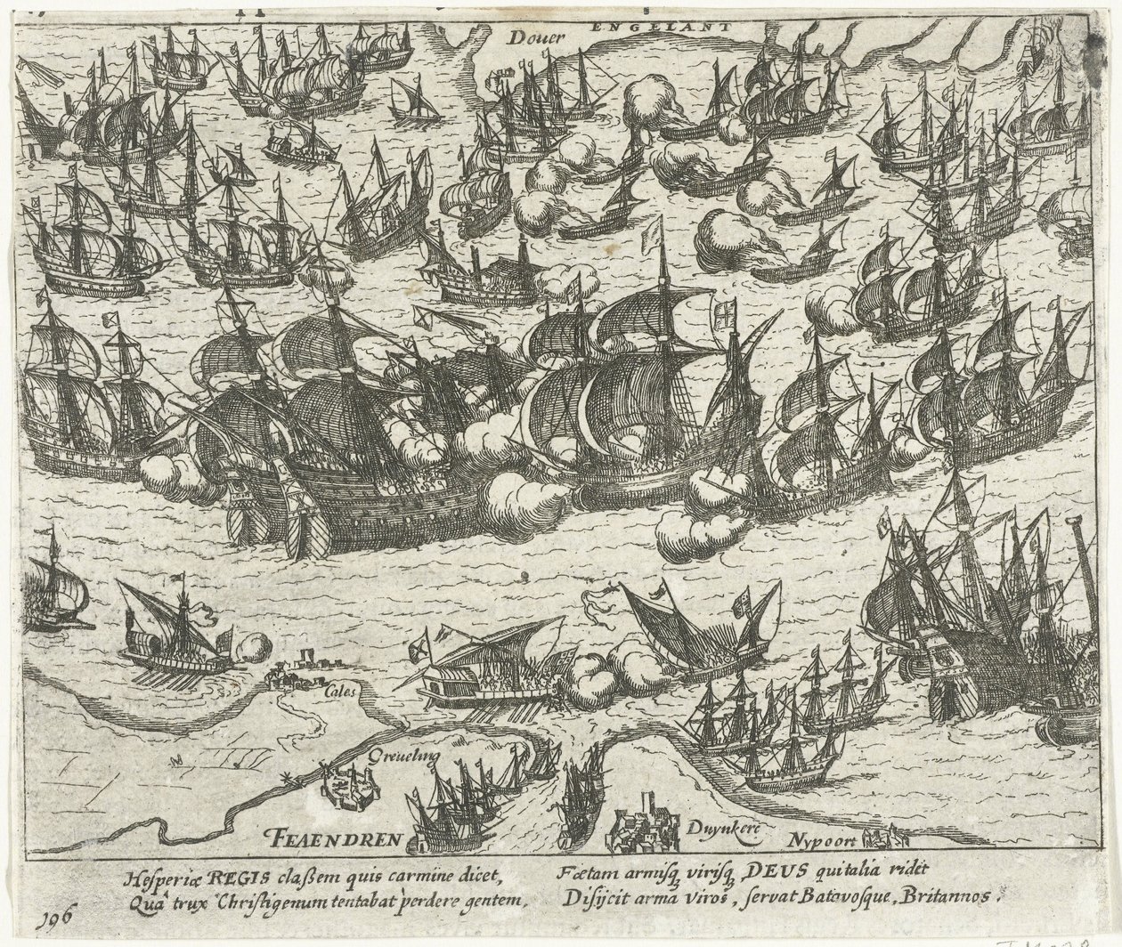 Zatonięcie hiszpańskiej Armady w 1588 r., 1613-1615 autorstwa Frans Hogenberg