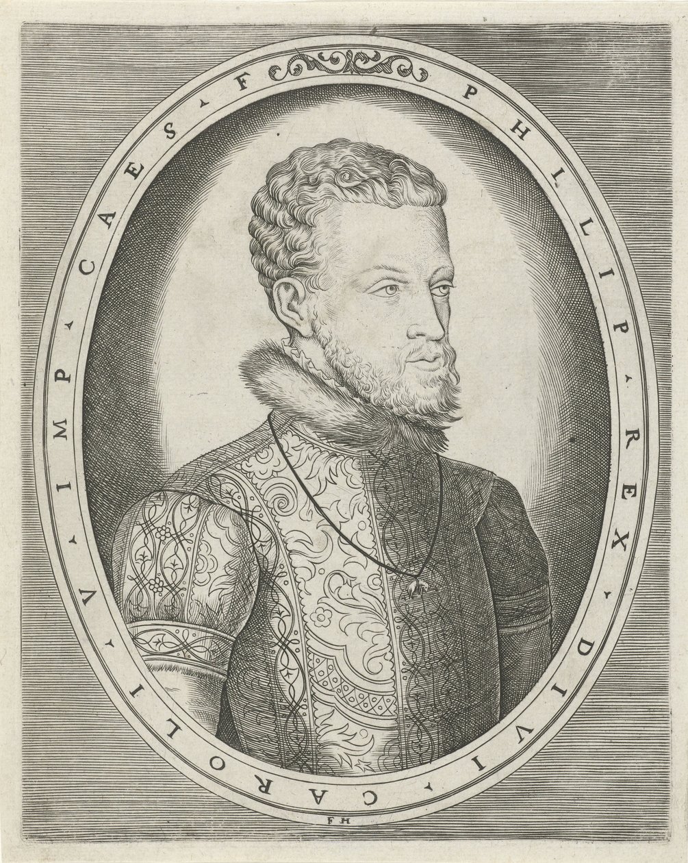 Portret Karola V Habsburga lub Filipa II Hiszpańskiego Portrety królów, królowych, książąt i księżniczek (tytuł serii) autorstwa Frans Huys