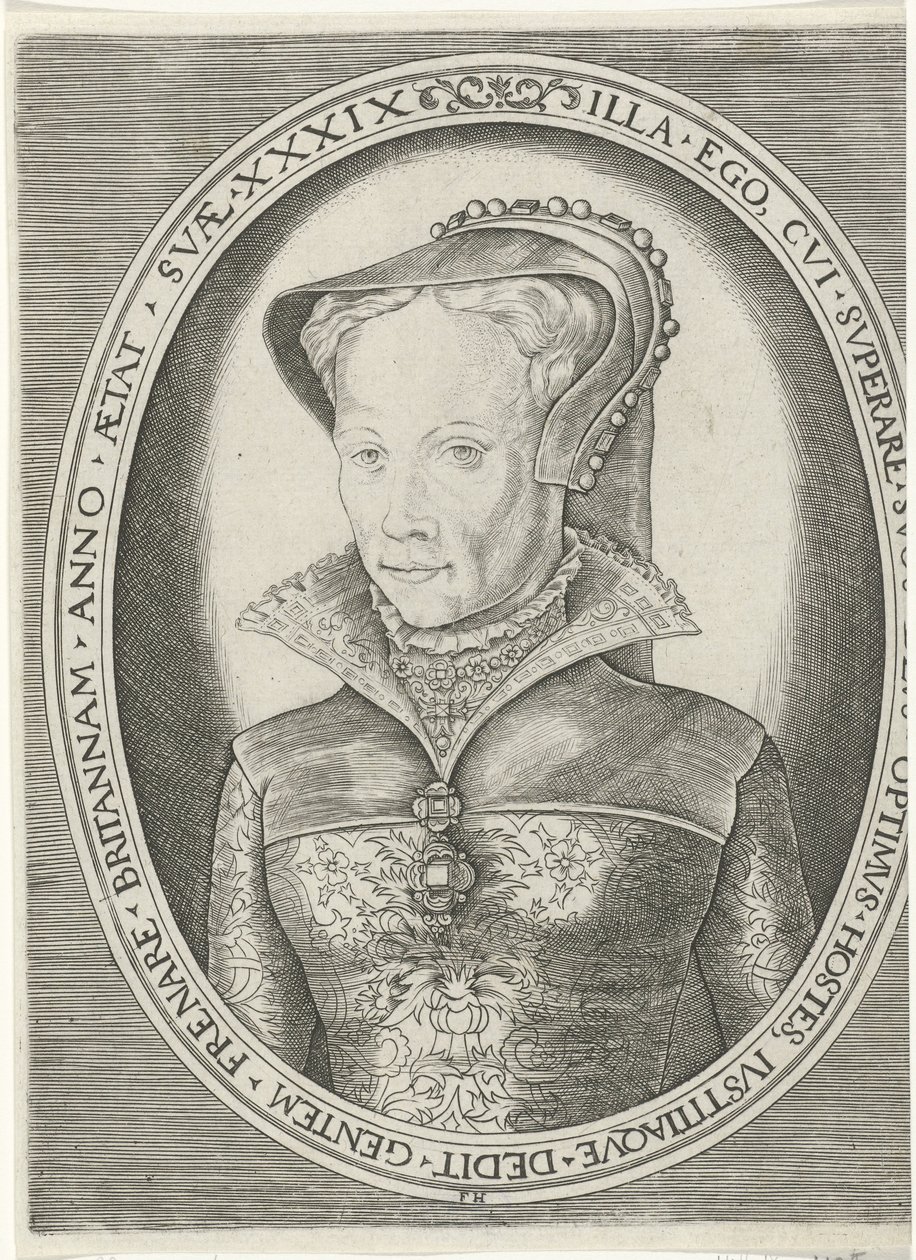 Portret Marii I Portrety królów, królowych, książąt i księżniczek (tytuł serii) autorstwa Frans Huys