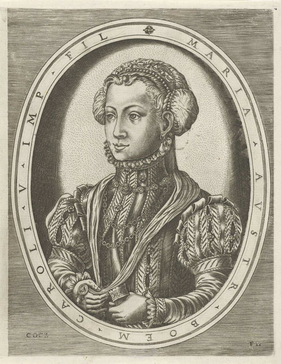 Portret królowej Marii Czeskiej Portrety królów, królowych, książąt i księżniczek (tytuł serii) autorstwa Frans Huys