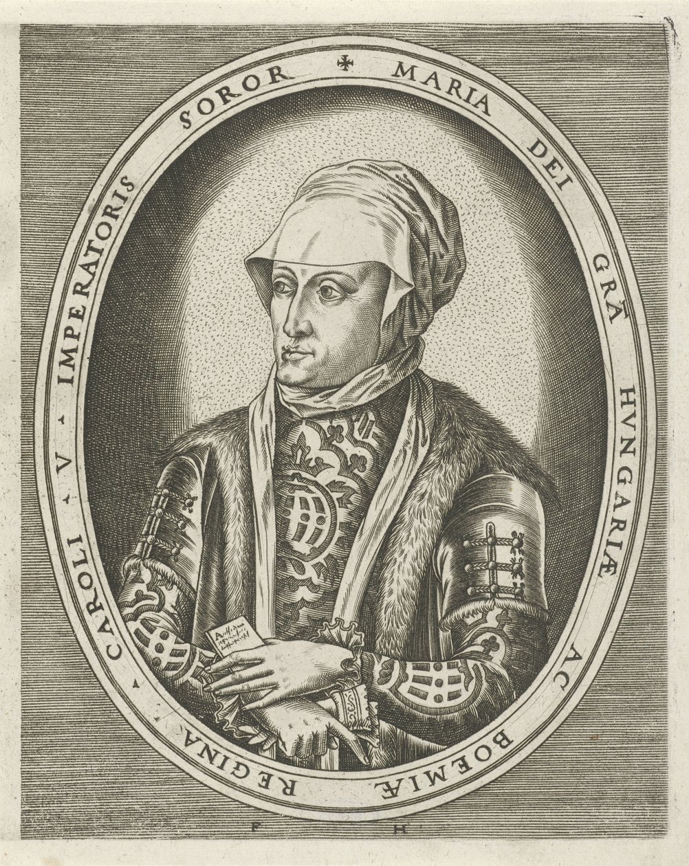 Portret Marii Gubernatora Węgier Portrety królów, królowych, książąt i księżniczek (tytuł serii) autorstwa Frans Huys