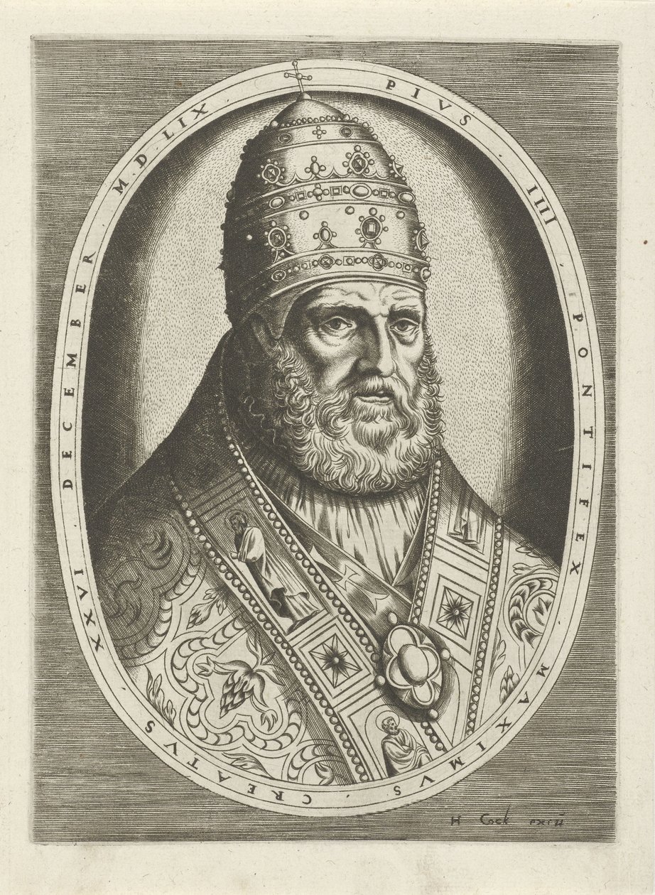 Portret papieża Piusa IV Portrety królów, królowych, książąt i księżniczek (tytuł serii) autorstwa Frans Huys