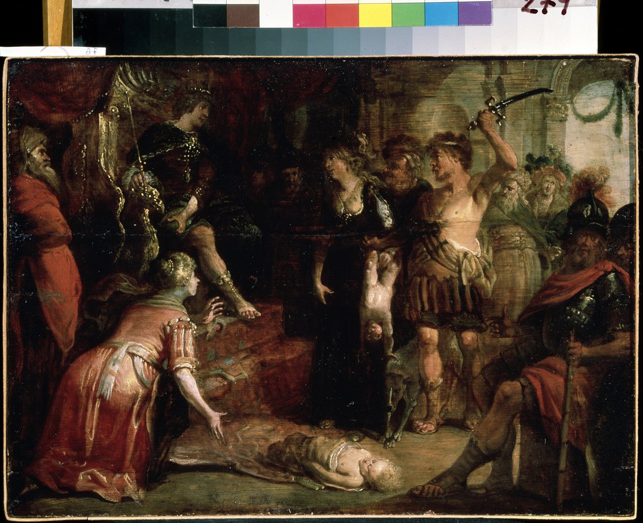 „Sąd Salomona” Dwie kobiety twierdzą, że są matką tego samego dziecka. Obraz Franza (Fransa) Franckena II Młodszego (1581-1642) XVII-wieczne Muzeum Sztuki Michaiła Kroszyckiego, Sewastopol (Sewastopol) Ukraina autorstwa Frans II Francken