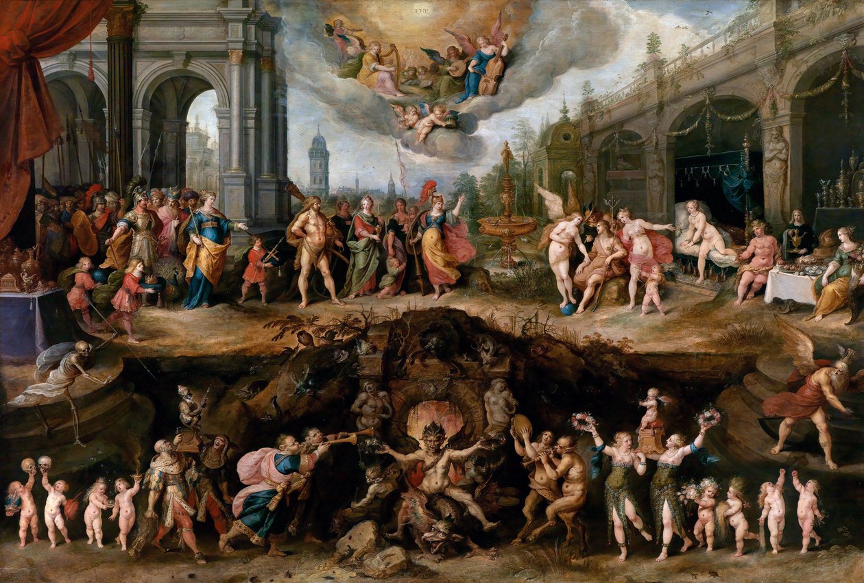 Człowiek mający wybór między cnotami a wadami autorstwa Frans II Francken