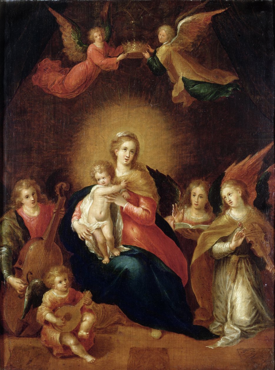 Dziewica z Dzieciątkiem z aniołami tworzącymi muzykę autorstwa Frans II Francken the Younger