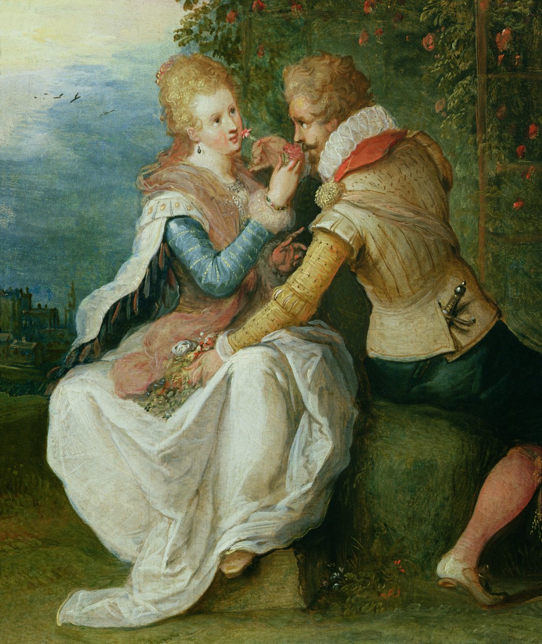 Dwoje kochanków w ogrodzie autorstwa Frans II Francken the Younger