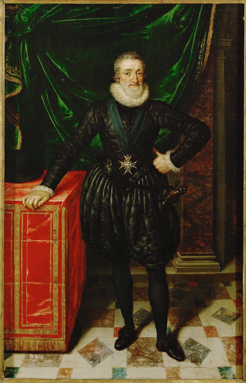 Henryk IV, król Francji, w czarnych szatach dworskich ... autorstwa Frans II Pourbus