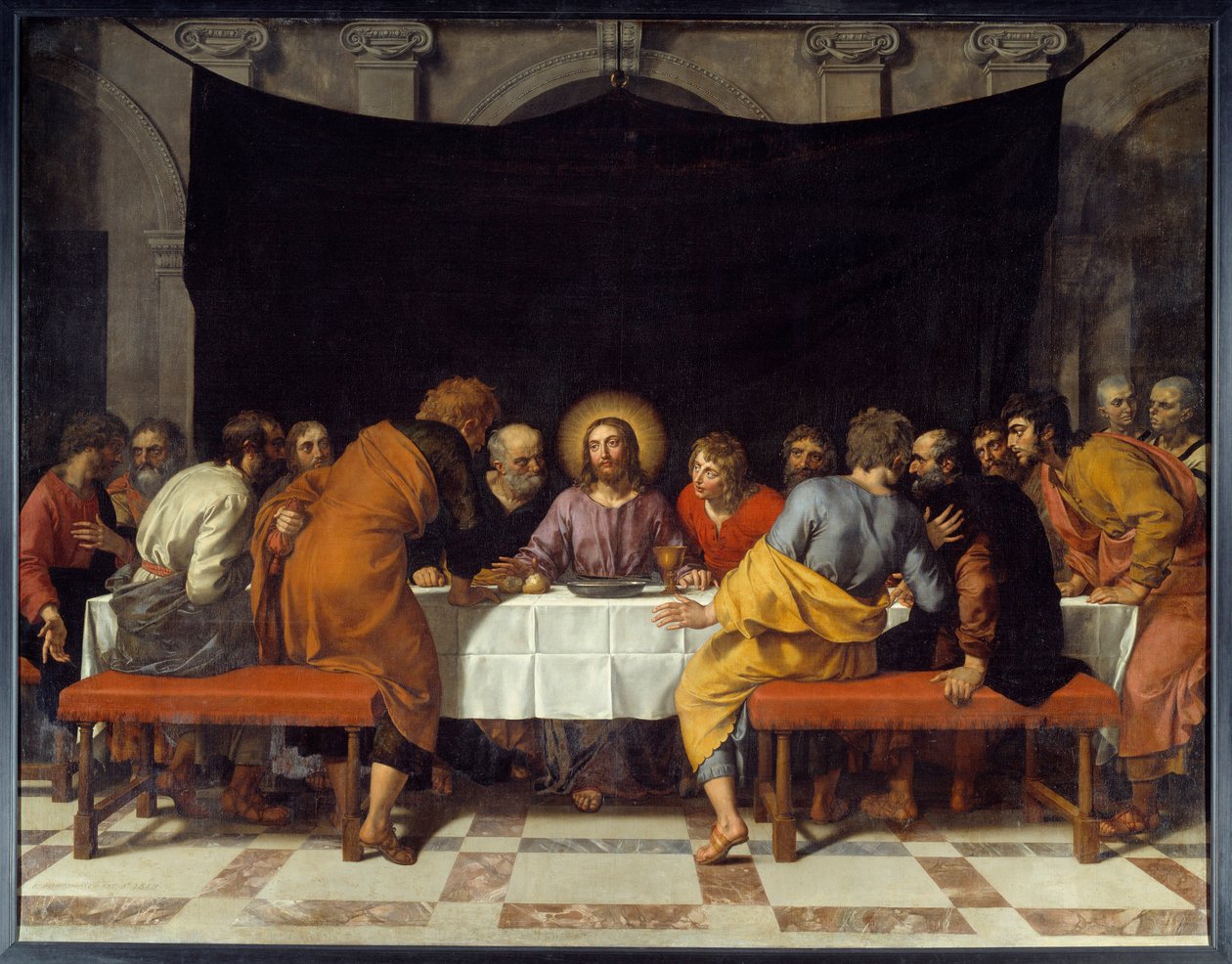 Cene Chrystus otacza apostołów. Obraz Fransa Pourbusa Le Jeune (Francois (Franz) Porbus autorstwa Frans II Pourbus