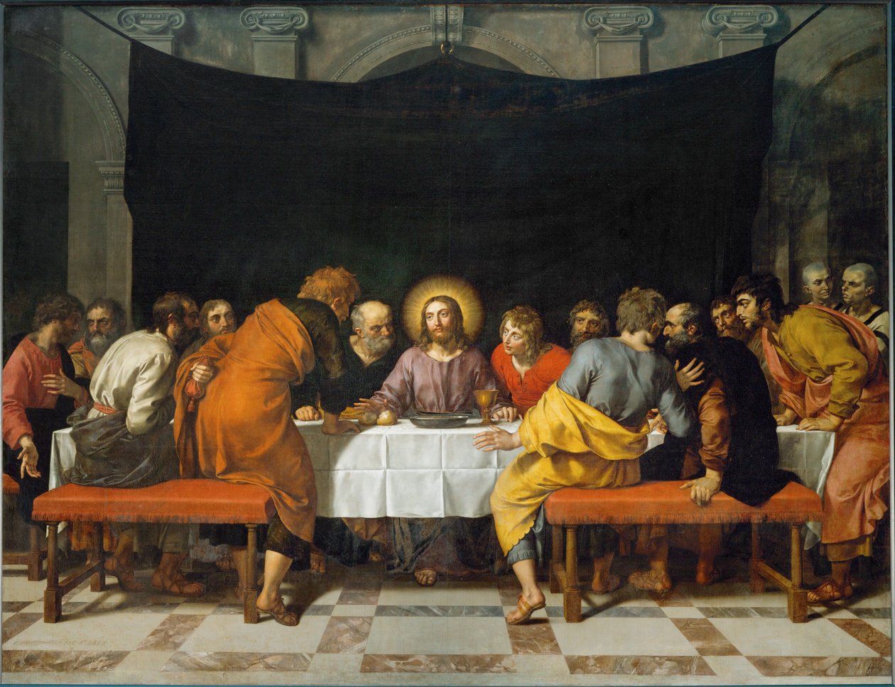 Ostatnia Wieczerza. Namalowany dla głównego ołtarza kościoła Saint Leu-Saint Gilles w Paryżu ... autorstwa Frans II Pourbus