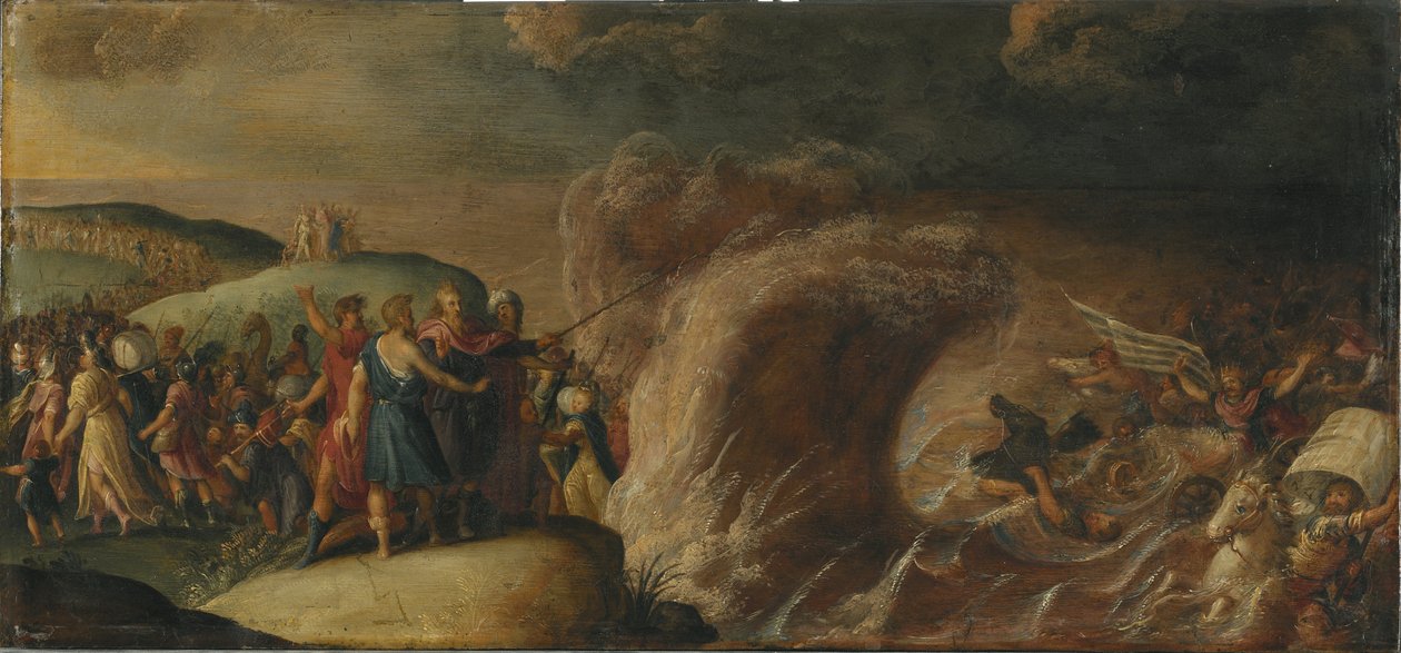 Les Israelites traversent la Mer Rouge - przejście Izraelitów przez Morze Czerwone, przez Francken (II), Frans, School of . Olej na miedzi. Wymiar : 27,5x58,5 cm. Muzeum Narodowe w Sztokholmie autorstwa Frans II the Younger (studio of) Francken
