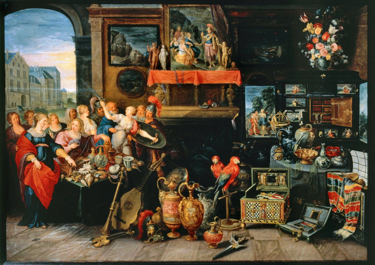 Odyseusz rozpoznaje Achillesa wśród córek Likomedesa ... autorstwa Frans II the Younger (workshop of) Francken