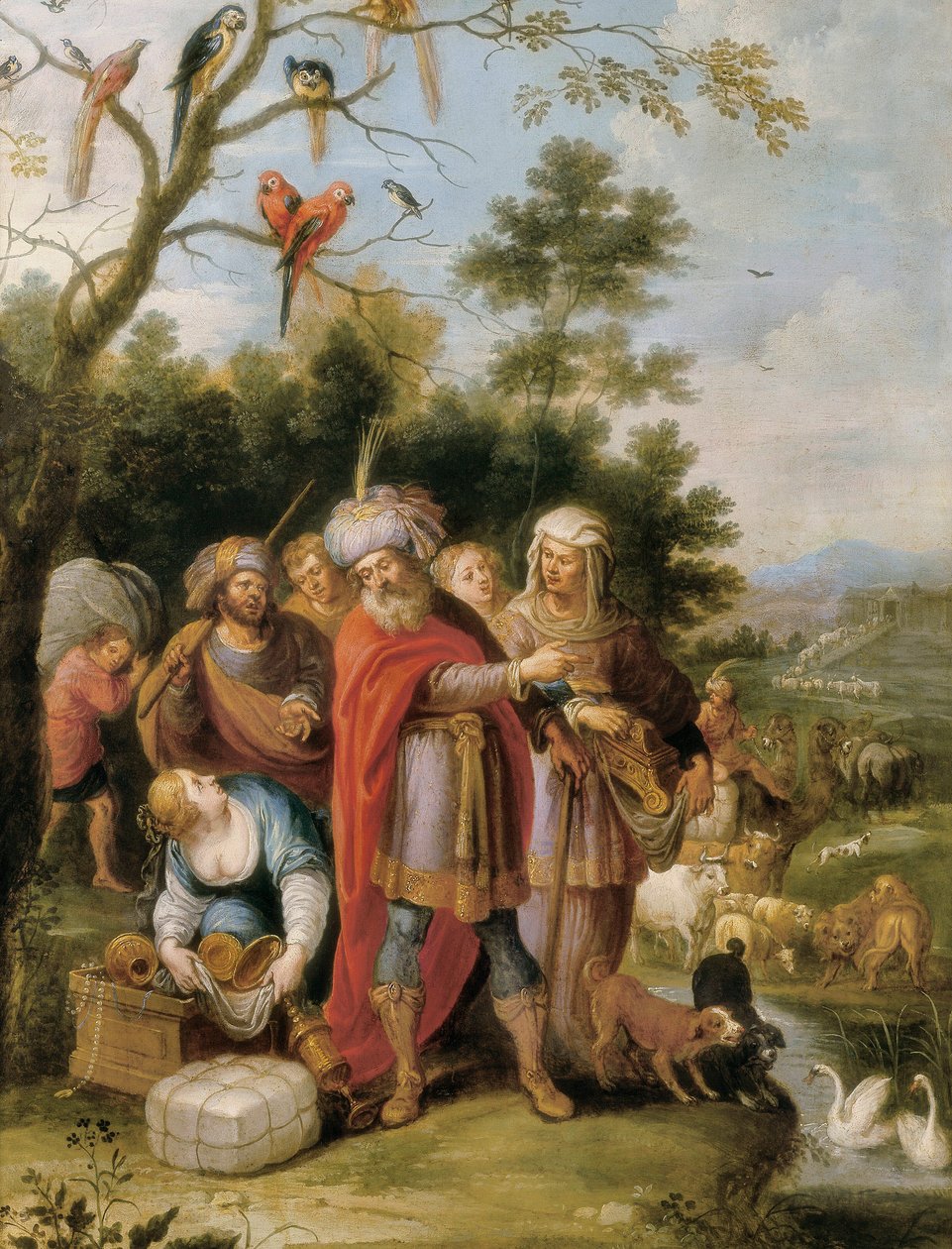 Noe i jego rodzina w drodze do arki, ok. godz. 1620 (olej na miedzi) autorstwa Frans II the Younger Francken
