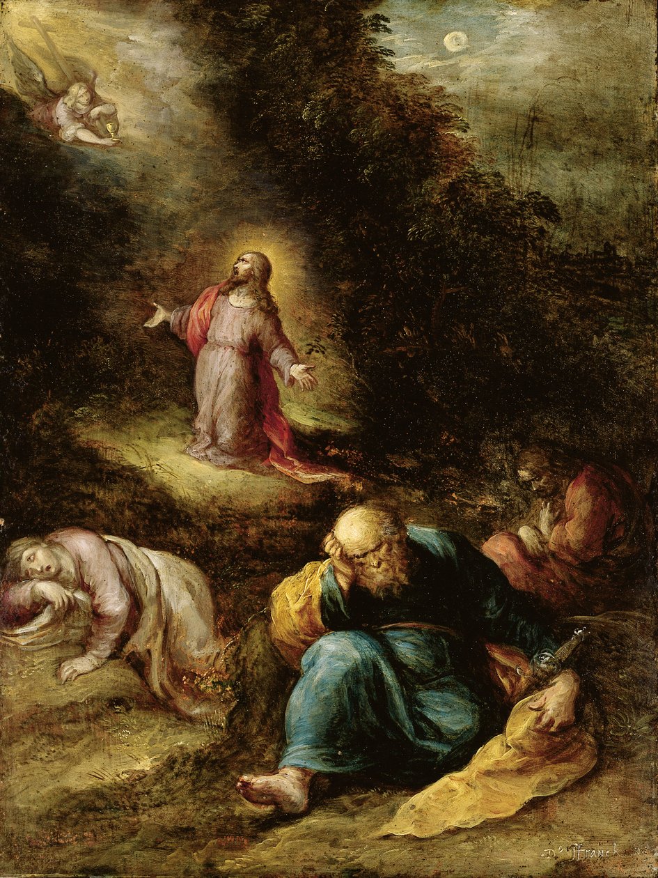 The Agony in the Garden (olej na miedzi wzmocniony złotem) autorstwa Frans II the Younger Francken