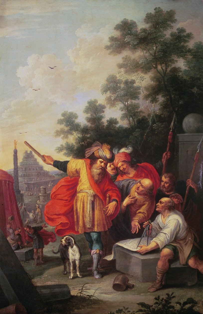 Budowa wieży Babel, czyli rozmowa Nimroda z Architektami (olej na płótnie) autorstwa Frans II the Younger Francken