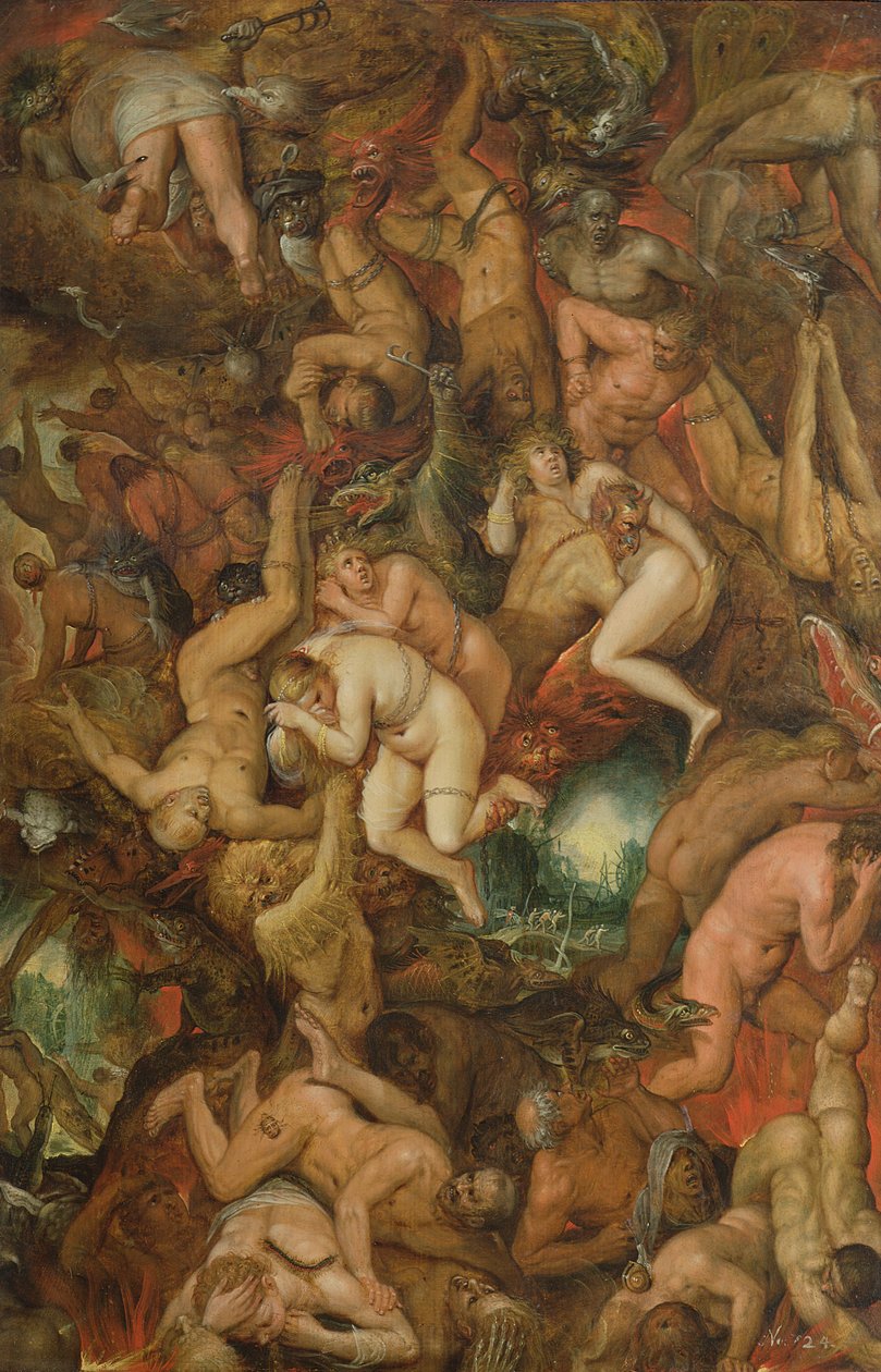 Upadek potępionych (olej na desce) autorstwa Frans II the Younger Francken