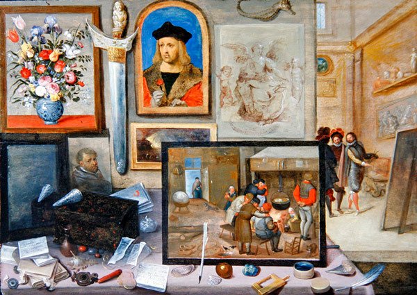 Wnętrze Pracowni Artysty (olej na desce) autorstwa Frans II the Younger and workshop Francken