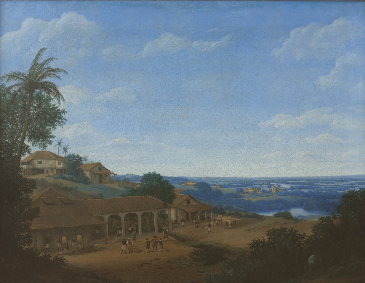 Krajobraz w Brazylii z plantacją cukru, 1660. autorstwa Frans Jansz. Post