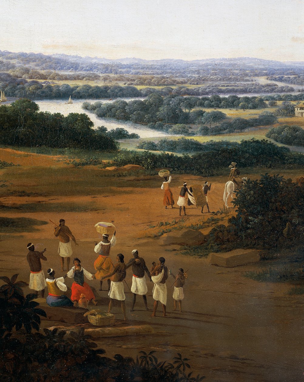 Wioska Serinhaem w Brazylii lub Dom plantatora trzciny cukrowej w Brazylii (olej na płótnie) autorstwa Frans Post