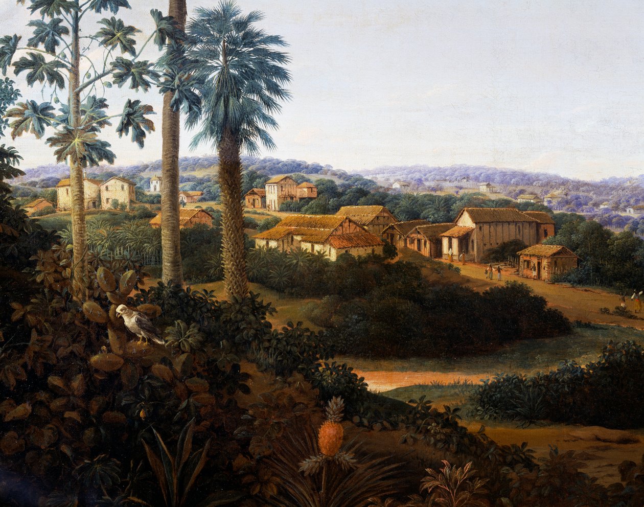 Wioska Serinhaem w Brazylii lub Dom plantatora trzciny cukrowej w Brazylii (olej na płótnie) autorstwa Frans Post