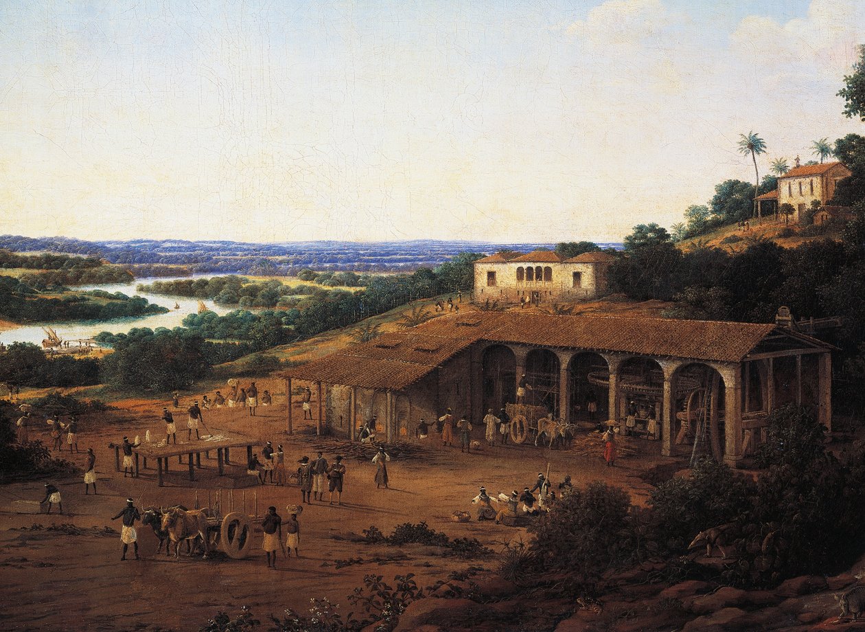 Młyny trzciny cukrowej w Brazylii, Frans Post (1612-1680), olej na płótnie autorstwa Frans Post