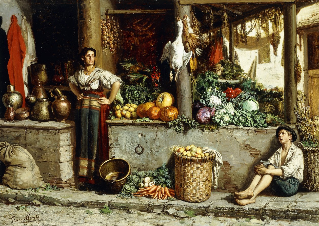 Rynek warzywny; Targ warzywny, 1874 autorstwa Frans Meerts