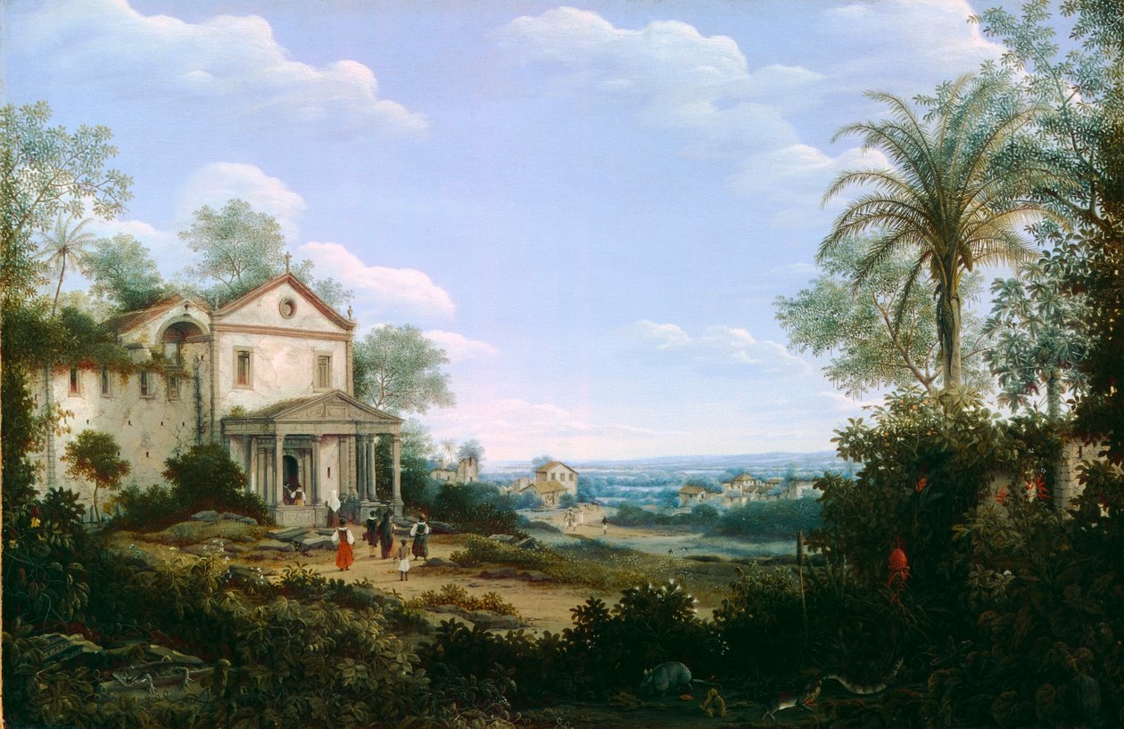 Widok na kościół jezuitów w Olindzie, Brazylia autorstwa Frans Post