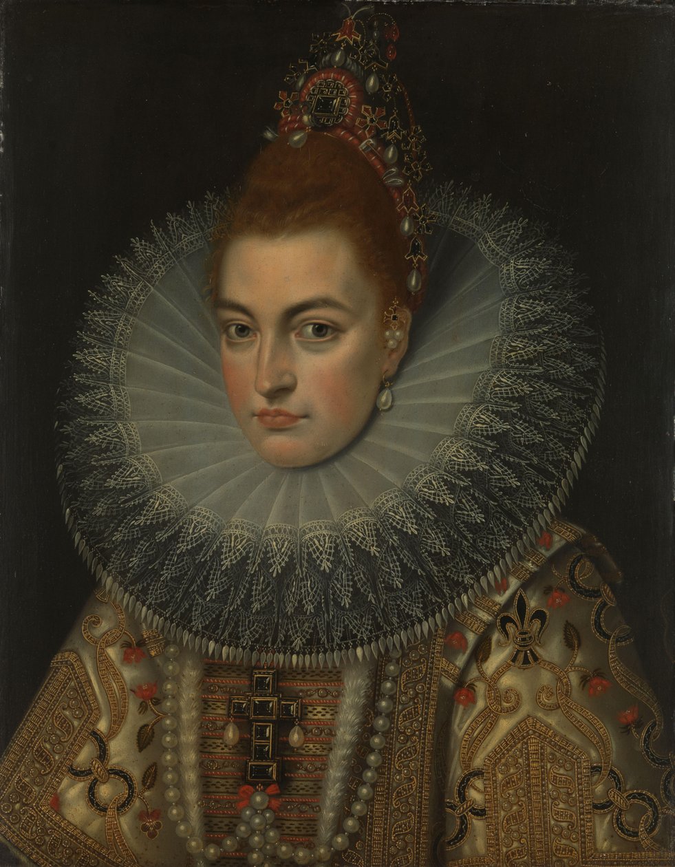 Portret arcyksiężnej Izabeli Clary Eugenii (1566-1633), hiszpańskiej infantki autorstwa Frans Pourbus (II) (workshop of)