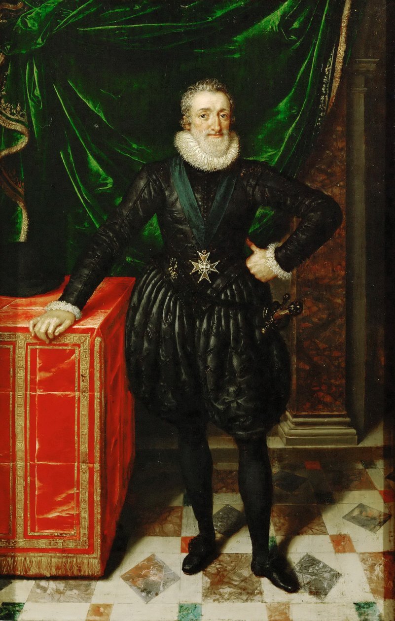 Francuski: Portrait de Henri IV (1553-1610), roi de France, en costume noir Henryk IV, król Francji w czarnym stroju autorstwa Frans Pourbus the Younger