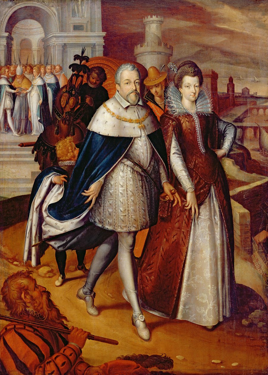 Portret Ferdynanda I (1549-1609) Wielkiego Księcia Toskanii i jego siostrzenicy Marii (1573-1642), przyszłej żony Henryka IV autorstwa Frans Pourbus the Younger