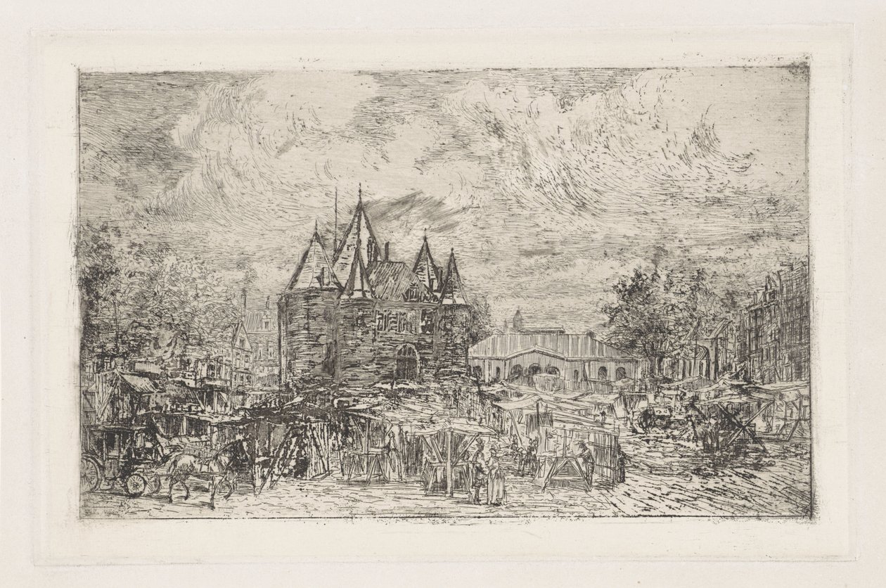 Widok na Nieuwmarkt, Amsterdam autorstwa Frans Schikkinger