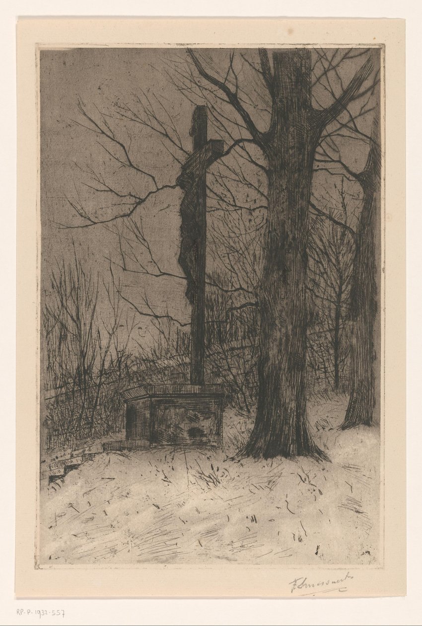 Krucyfiks obok drzewa autorstwa Frans Smissaert (signed by artist)