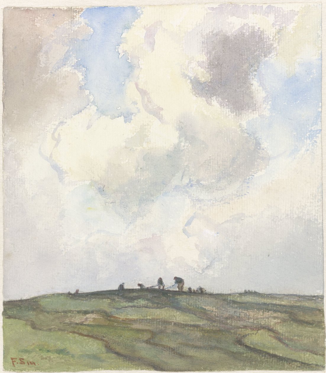 Zgubienie sieci na trawniku za wydmami autorstwa Frans Alexander Evert Lodewijk Smissaert