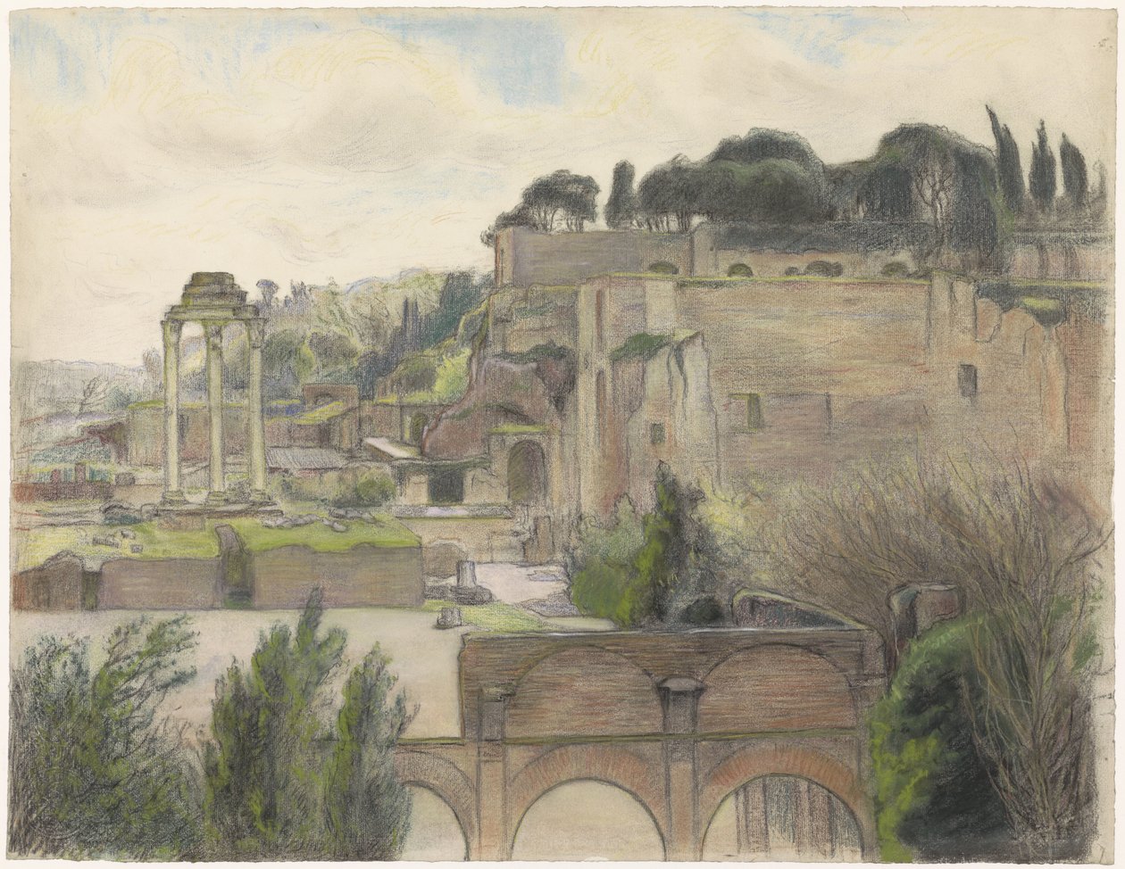 Widok na Forum Romanum i Palatyn widziany z Via Capitolina autorstwa Frans Alexander Evert Lodewijk Smissaert