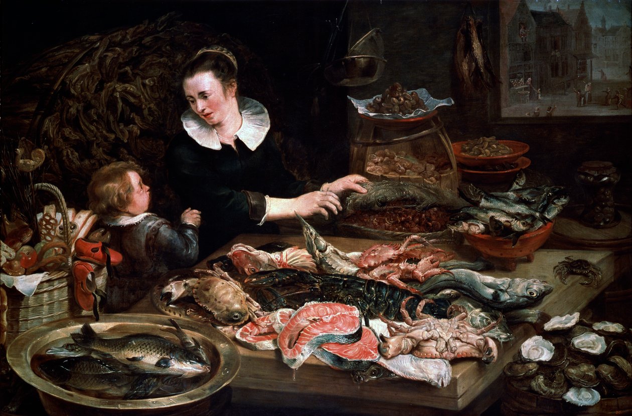 Sklep rybny, c1616-1618. autorstwa Frans Snyders or Snijders