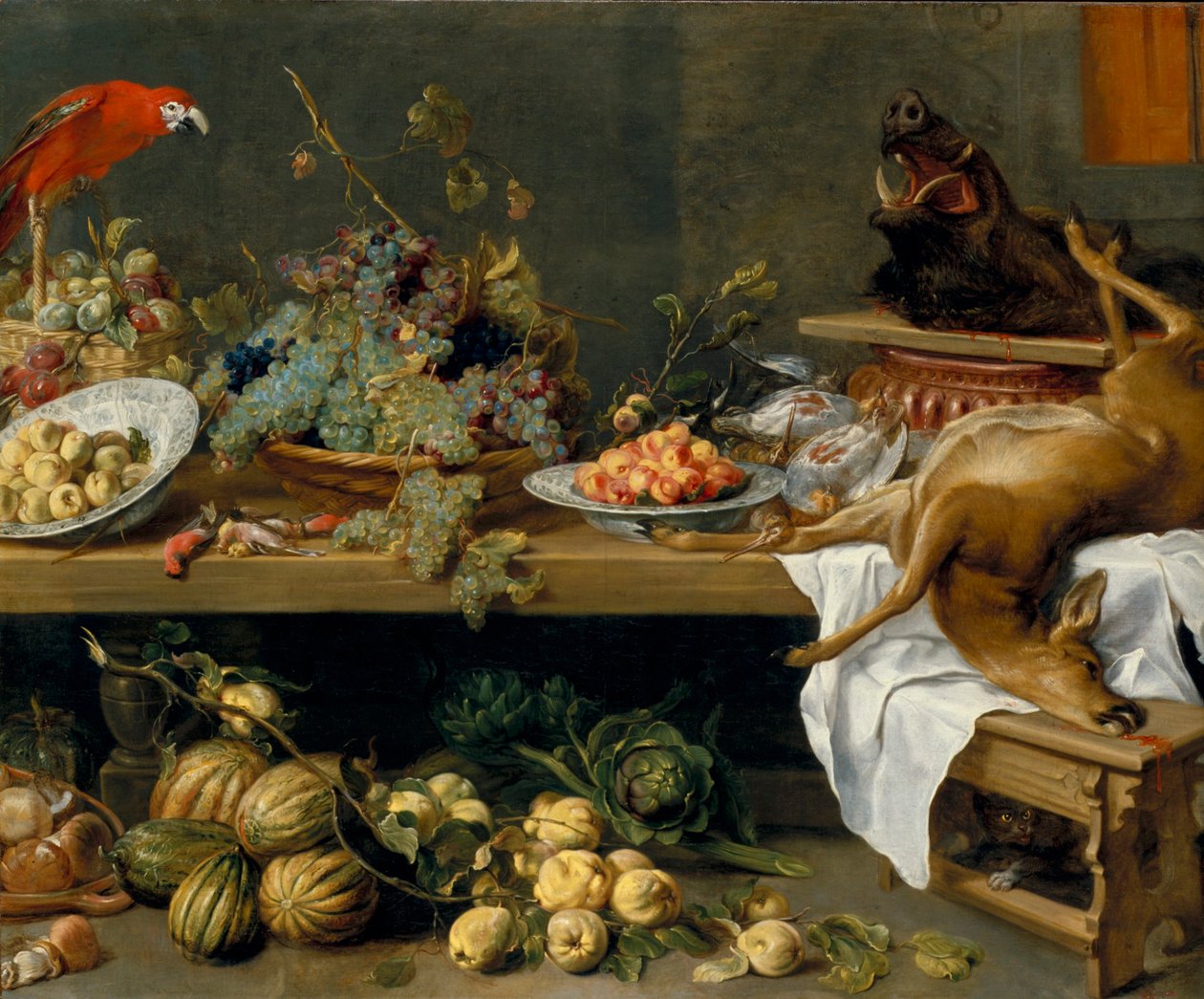 Martwa natura z owocami, warzywami i martwą zwierzyną autorstwa Frans Snyders