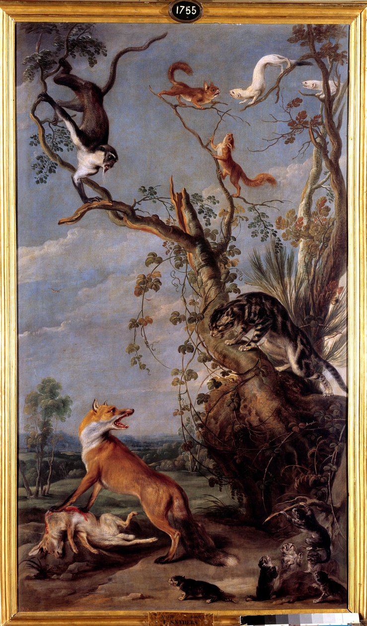 Kot i lis Ilustracja do bajki autorstwa Jean de la Fontaine. Obraz Fransa Snydersa (1579-1657) (ec.flam.) Madryt XVII w., Muzeum Prado. autorstwa Frans Snyders